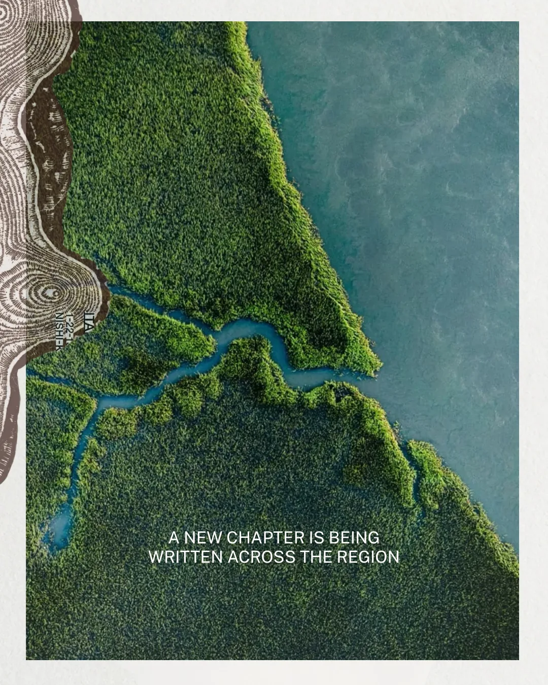 Aerial landscape social artwork for Aldea Uh May
