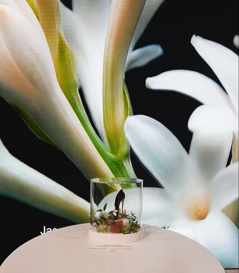 Floral display inside Carolina Herrera Good Girl Lab in SoHo